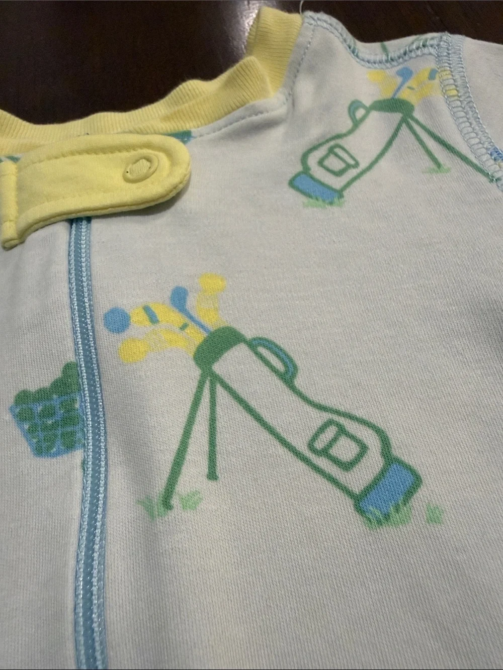 The Beaufort Bonnet Company Light Blue One-Piece Golf Print Pajama